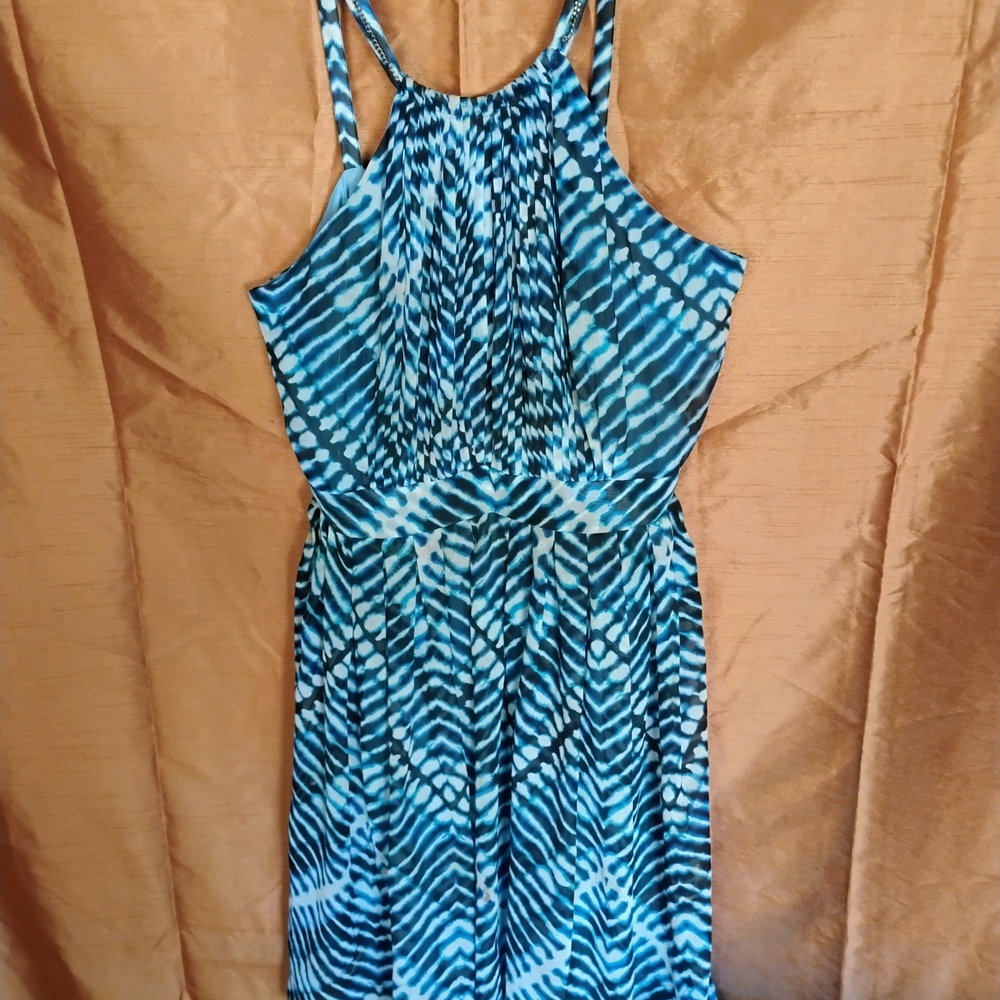 Calvin Klein Teal and White Mini Dress